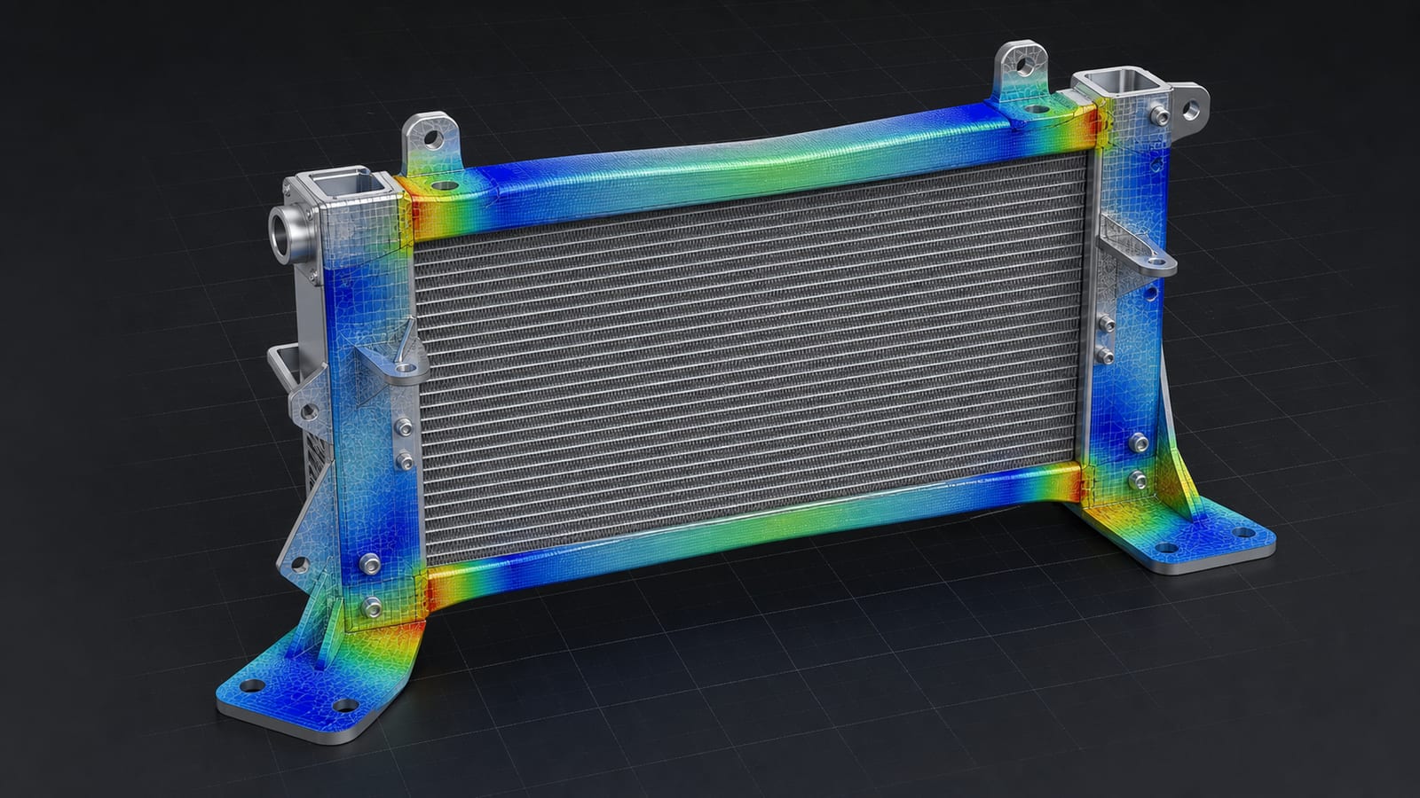 FEA stress analysis on heat exchanger brackets and frame